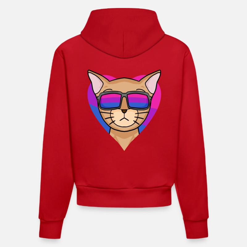 Cadeau de chat abyssinique bisexuel - Sweat à capuche bio ajusté fabriqué en UE - rouge