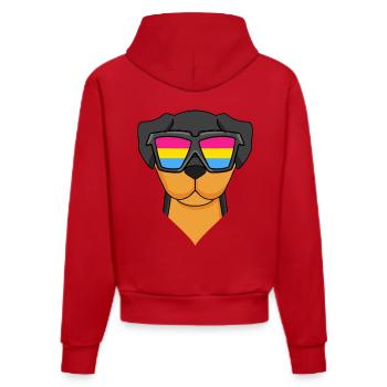 Pansexuell Rottweiler Hund - Hund mit Brille - Organic Fitted Hoodie Made in EU - Rot - Hinten