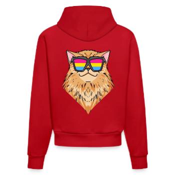 Pansexuell Perserkatze - Katze mit Brille - Organic Fitted Hoodie Made in EU - Rot - Hinten
