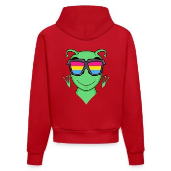 Pansexuell Alien - Alien mit Brille - Organic Fitted Hoodie Made in EU - Rot - Hinten