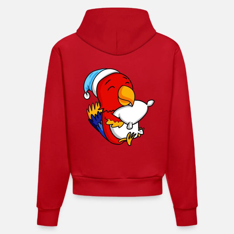 Perroquet Bébé - Sweat à capuche bio ajusté fabriqué en UE - rouge