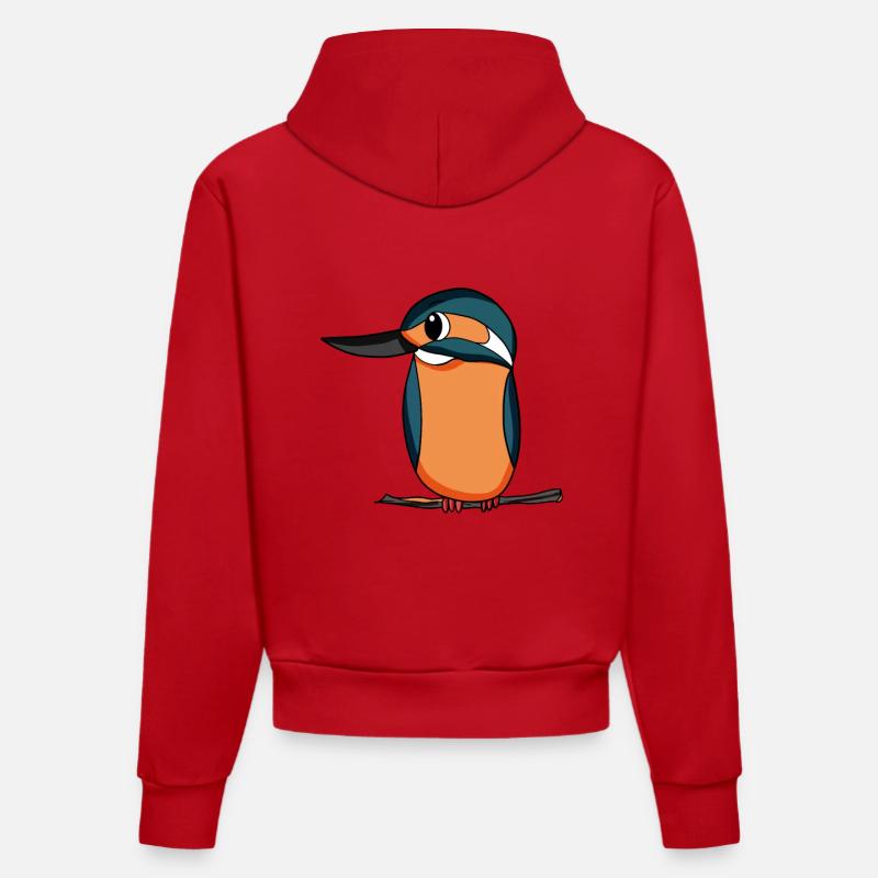 Martin-pêcheur Oiseau bleu - Sweat à capuche bio ajusté fabriqué en UE - rouge