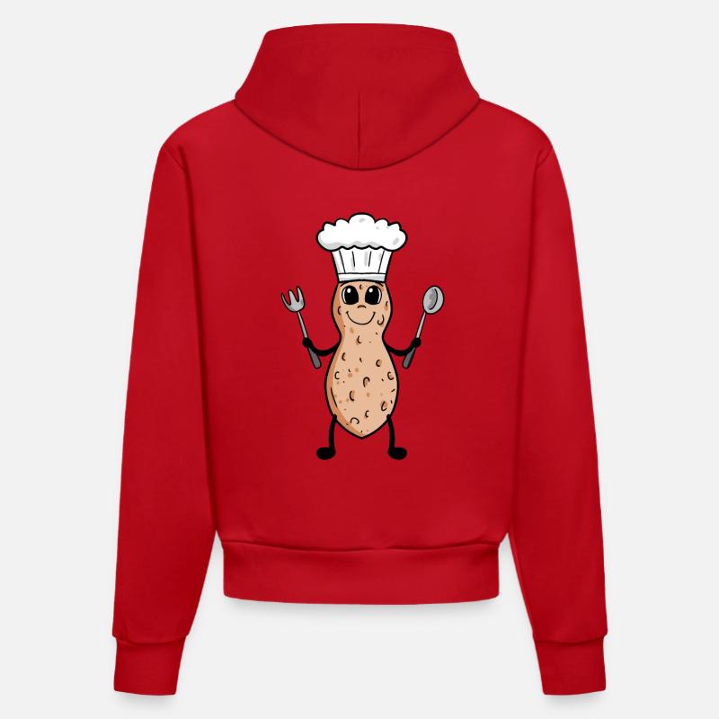 Peanut Chef Cooking Restaurant Cadeau - Sweat à capuche bio ajusté fabriqué en UE - rouge