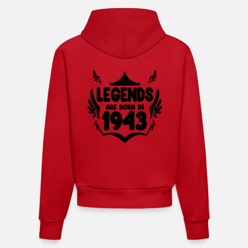 1943 - Né en 1943 - Sweat à capuche bio ajusté fabriqué en UE - rouge