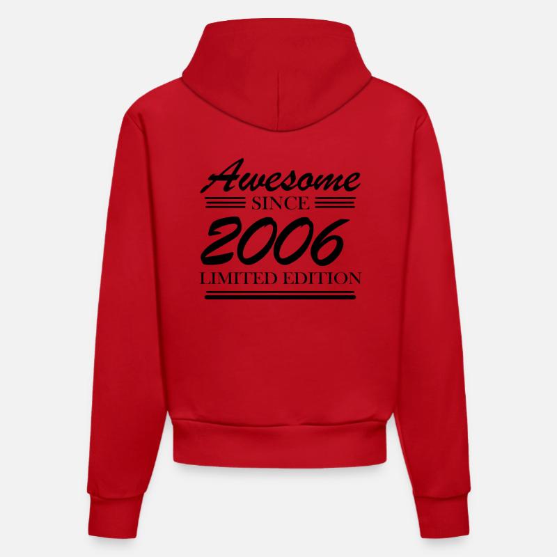 2006 - Année de construction 2006 - Sweat à capuche bio ajusté fabriqué en UE - rouge