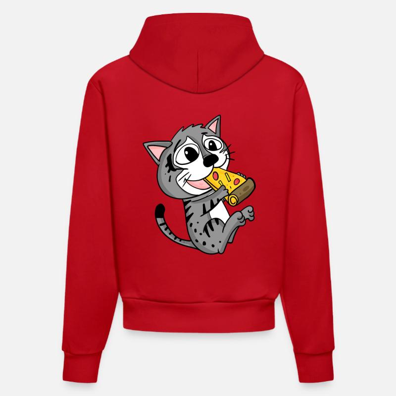 Pizza au chat - Sweat à capuche bio ajusté fabriqué en UE - rouge