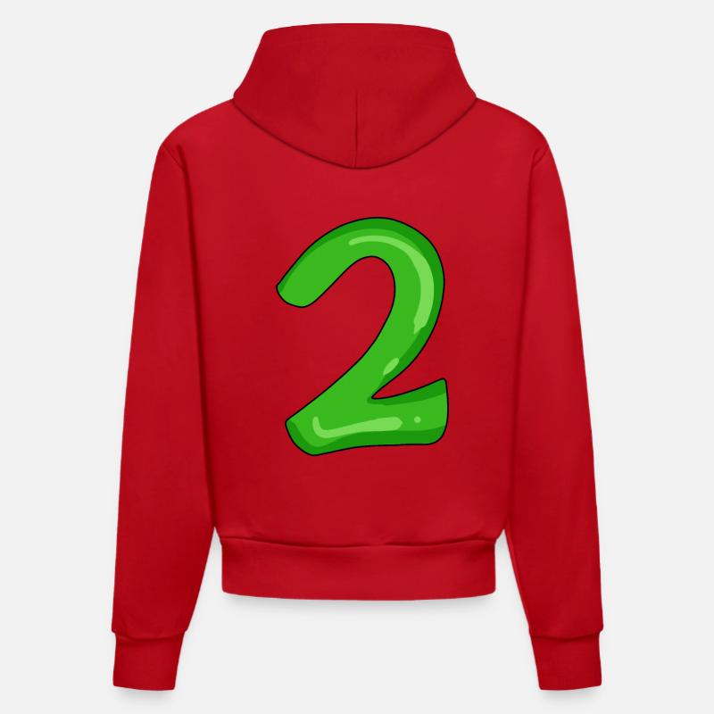 Deux - 2 - Numéro Numéro - Sweat à capuche bio ajusté fabriqué en UE - rouge