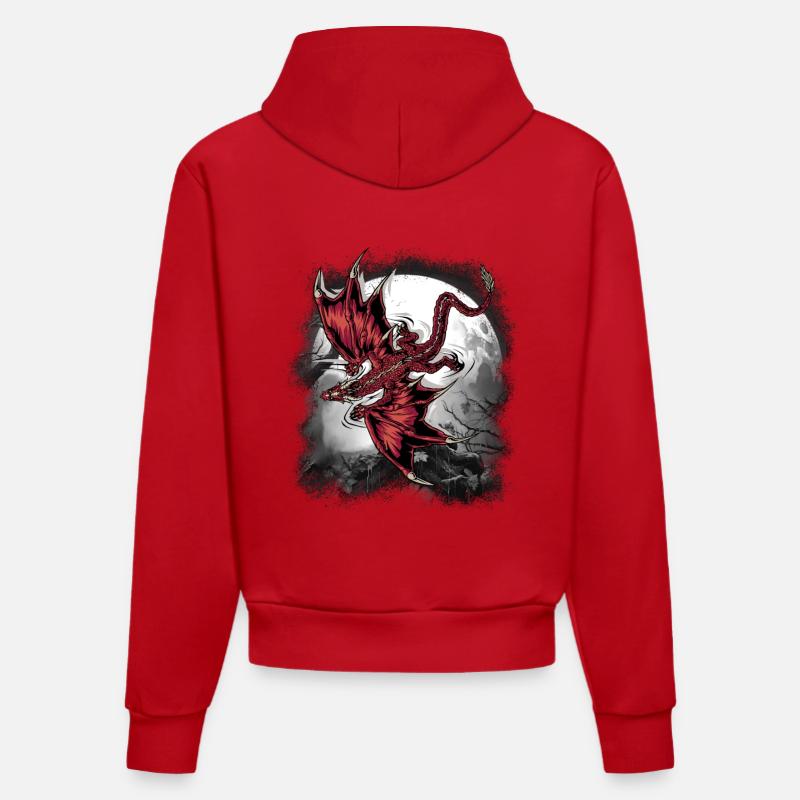 Dragon Dragon Créature mythique Mystique - Sweat à capuche bio ajusté fabriqué en UE - rouge