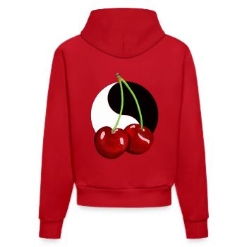 Rockabilly Retro Vintage Cherry Cherries Fruit - Organic Fitted Hoodie Made in EU - red - Back