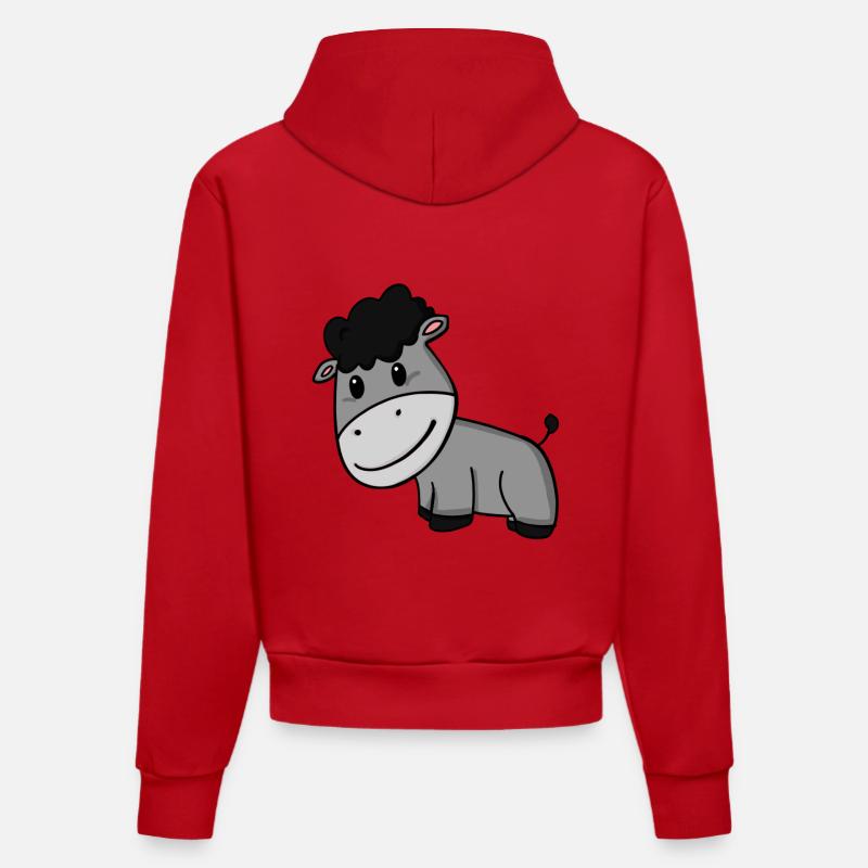 Âne - Sweat à capuche bio ajusté fabriqué en UE - rouge