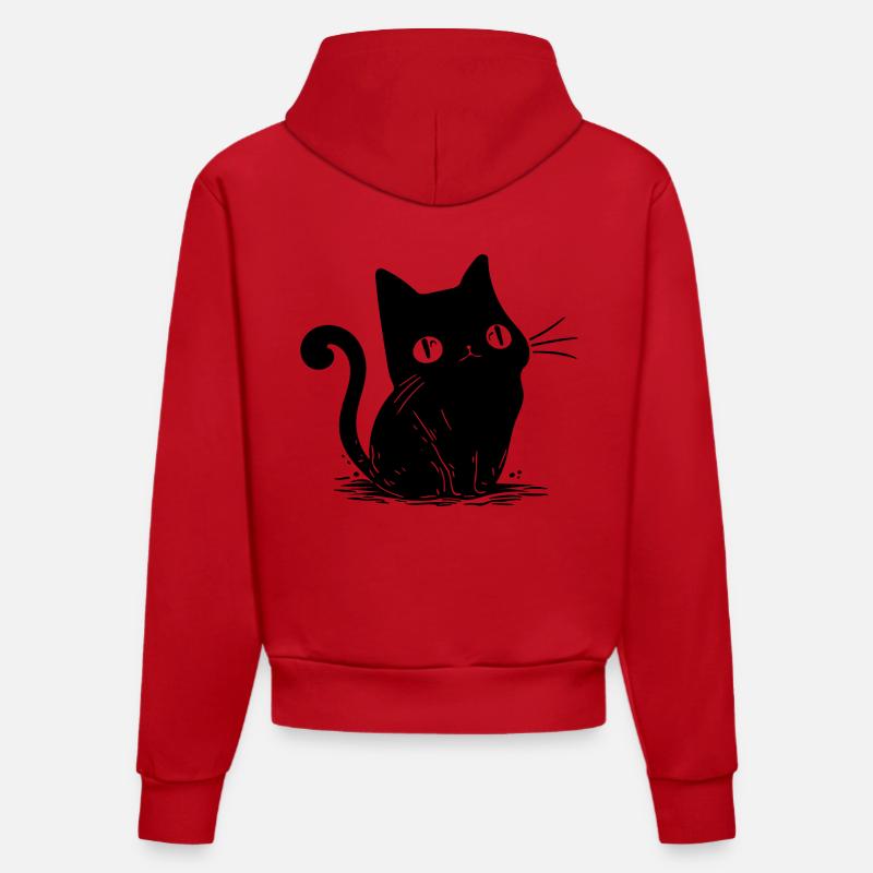 Petit chaton mignon - Sweat à capuche bio ajusté fabriqué en UE - rouge