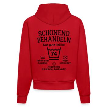 74. Geburtstag Schonend Behandeln 74 Teil Ist 74 - Organic Fitted Hoodie Made in EU - Rot - Hinten