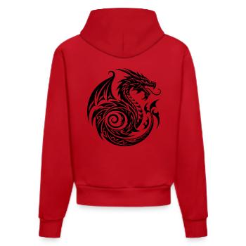 Wild Tribal Tattoo Dragon with Wings - Organic Fitted Hoodie Made in EU - red - Back