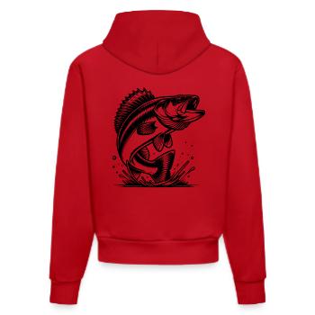 Elegant Jumping Zander Predator - Organic Fitted Hoodie Made in EU - red - Back
