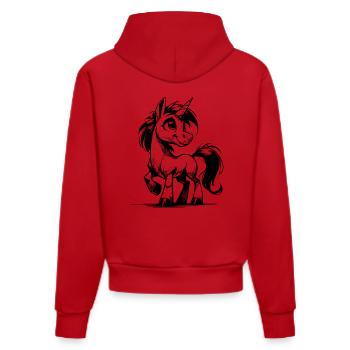 Zauberhaftes lächelndes Einhorn Bleistift Skizze - Organic Fitted Hoodie Made in EU - Rot - Hinten