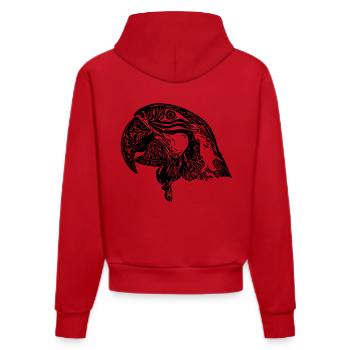 Papagei Kopf Portrait Vintage Vogel Zeichnung - Organic Fitted Hoodie Made in EU - Rot - Hinten