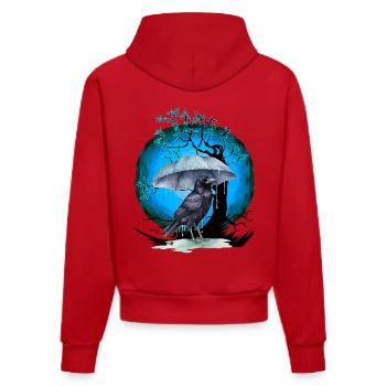 Tree, Cherry Blossom, Bird - Organic Fitted Hoodie Made in EU - red - Back