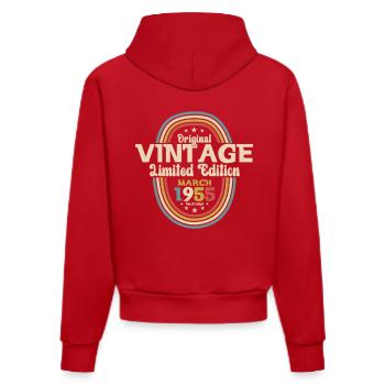 Cadeau 70e anniversaire homme vintage mars 1955 - Sweat à capuche bio ajusté fabriqué en UE - rouge - Dos