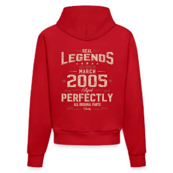 20ème anniversaire cadeau mari millésime mars 2005 - Sweat à capuche bio ajusté fabriqué en UE - rouge - Dos