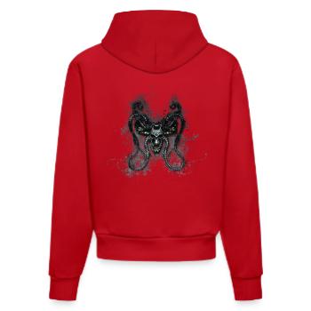 Gothic Monster Totenkopf Paint Splatter Art - Organic Fitted Hoodie Made in EU - Rot - Hinten