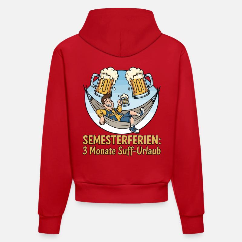 Vacances semestrielles : Vacances alcoolisées - Sweat à capuche bio ajusté fabriqué en UE - rouge