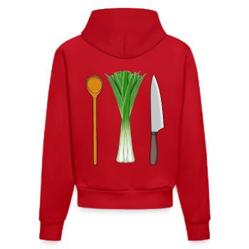 Leeks Vegetarian Cooking Wooden Spoon Job Professions - Organic Fitted Hoodie Made in EU - red - Back