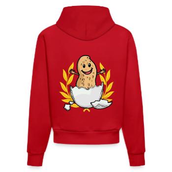 Hurra Erdnuss Baby Geburt Schwangerschaft Eltern - Organic Fitted Hoodie Made in EU - Rot - Hinten
