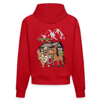 Katze Wilder Westen Natur Kind Kinder Reiter Esel - Organic Fitted Hoodie Made in EU - Rot - Hinten