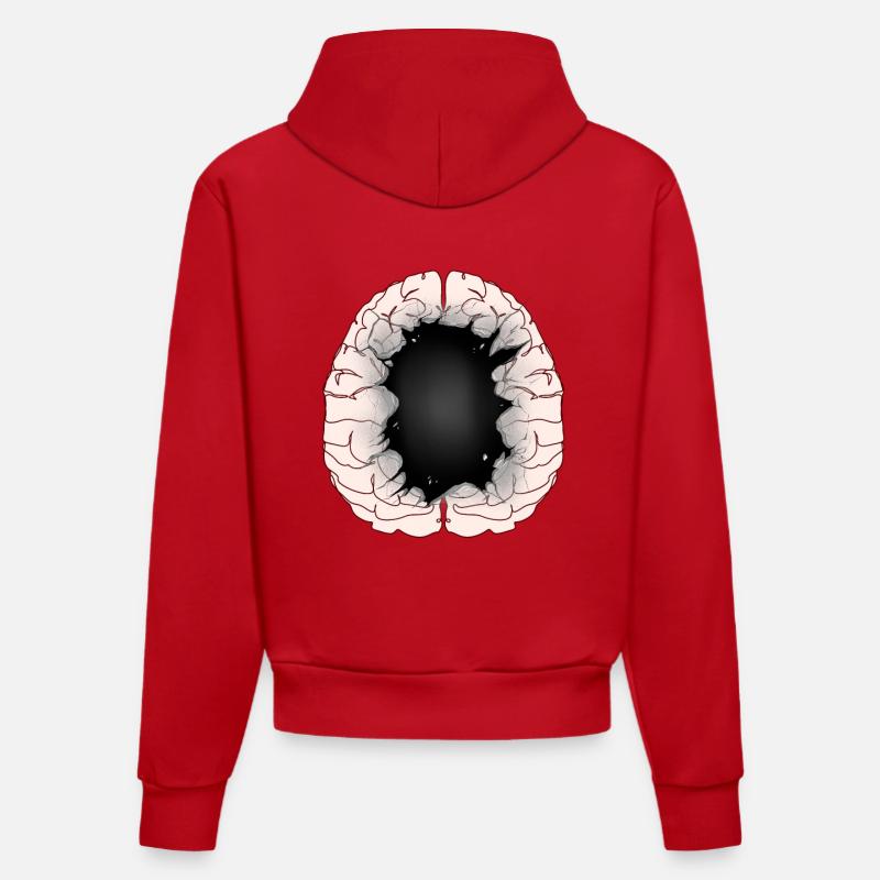 Cerveau Idiot Idiot Cerveau Intelligence - Sweat à capuche bio ajusté fabriqué en UE - rouge