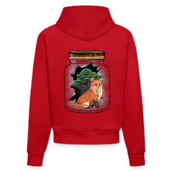 Fox, Foxes, Forest Dwellers, Tree - Organic Fitted Hoodie Made in EU - red - Back