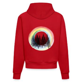 Fir Forest Rainbow Nature Lover - Organic Fitted Hoodie Made in EU - red - Back
