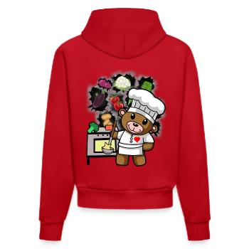 Teddy Teddybär Koch Köche Kochen Köchin Gemüse - Organic Fitted Hoodie Made in EU - Rot - Hinten
