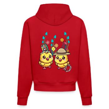 Chick Easter Wild West Kids Child Baby - Organic Fitted Hoodie Made in EU - red - Back