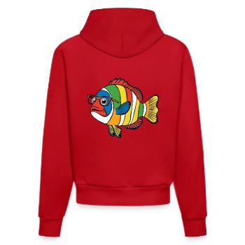 Fish Colorful Nemo Glasses Swimming - Organic Fitted Hoodie Made in EU - red - Back