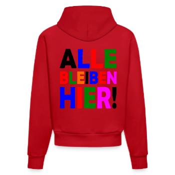Alle bleiben hier - Organic Fitted Hoodie Made in EU - Rot - Hinten