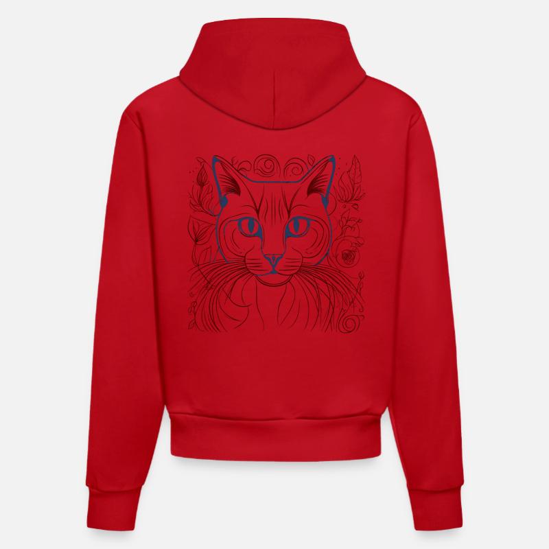 Chat Chat Tigre - Sweat à capuche bio ajusté fabriqué en UE - rouge