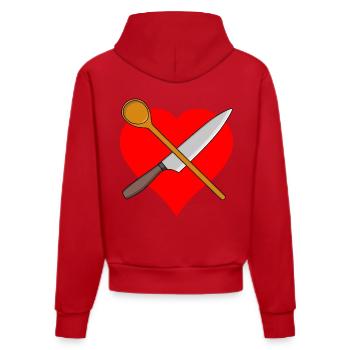 Herz Koch Kochlöffel Messer Kochkunst Restaurant - Organic Fitted Hoodie Made in EU - Rot - Hinten