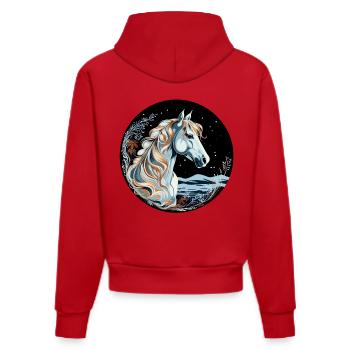 Pferd Winter - Organic Fitted Hoodie Made in EU - Rot - Hinten