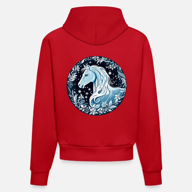 Cheval - Sweat à capuche bio ajusté fabriqué en UE - rouge