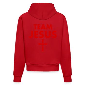 Team jesus cross - Organic Fitted Hoodie Made in EU - red - Back