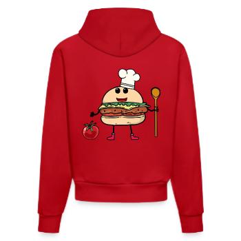 Fast Food Burger Kochkunst Hobbykoch Gastgeber - Organic Fitted Hoodie Made in EU - Rot - Hinten
