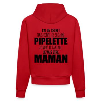 je suis une future maman pipelette ! future maman - Sweat à capuche bio ajusté fabriqué en UE - rouge - Dos