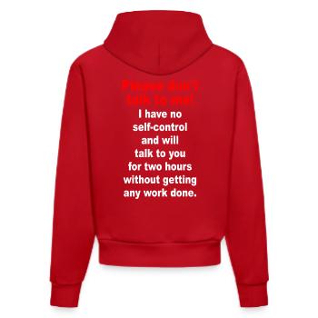 Bitte Sprich Mich Nicht An Ironie Sarkasmus Büro - Organic Fitted Hoodie Made in EU - Rot - Hinten