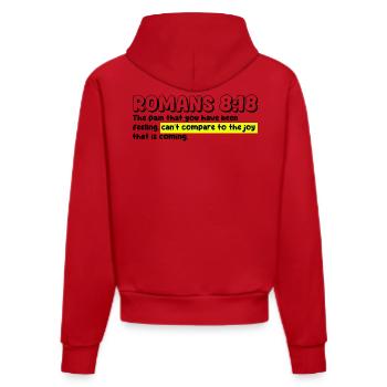 Romans 8:18 | Bible Quote - Organic Fitted Hoodie Made in EU - red - Back