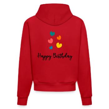 HAPPY BIRTHDAY. HAPPY BIRTHDAY. ANNIVERSARY. - Organic Fitted Hoodie Made in EU - red - Back