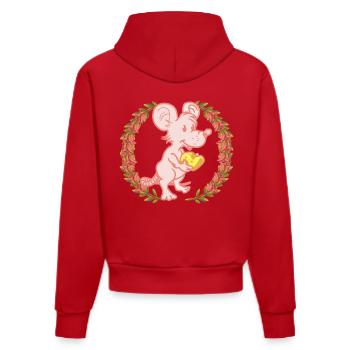 Mouse Birthday Gift Cheese Roses Congratulate - Organic Fitted Hoodie Made in EU - red - Back