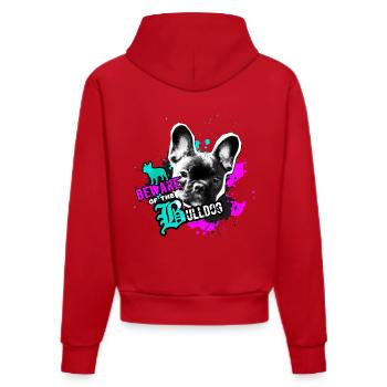 Bully - französische Bulldogge - Vorsicht - Organic Fitted Hoodie Made in EU - Rot - Hinten
