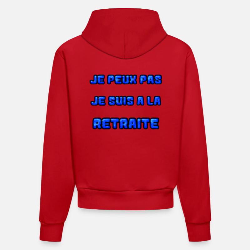 RETRAITE. RETRAITE. RETRAITEE. RETRAITE - Sweat à capuche bio ajusté fabriqué en UE - rouge