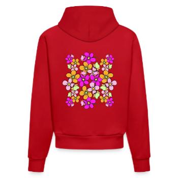 Fleur vigne papillons motif floral fleur colorée - Sweat à capuche bio ajusté fabriqué en UE - rouge - Dos
