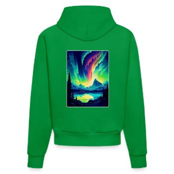 Northern Lights Iceland Mur d’affiches de voyage vintage - Sweat à capuche bio ajusté fabriqué en UE - City Green - Dos